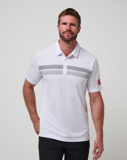Nebraska Top Recruit Polo White/Black | Travis Mathew Smart Buy