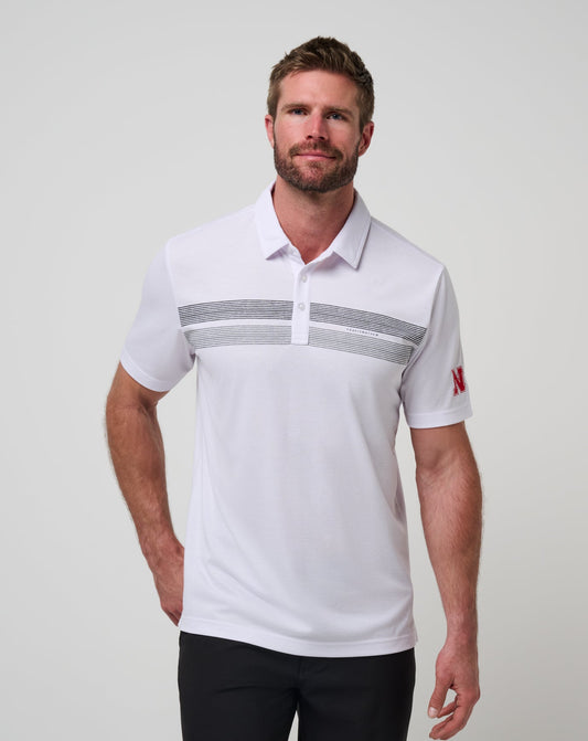 Nebraska Top Recruit Polo White/Black | Travis Mathew Smart Buy