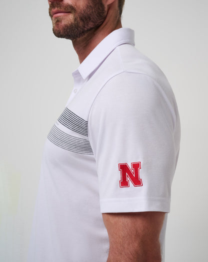 Nebraska Top Recruit Polo White/Black | Travis Mathew Smart Buy