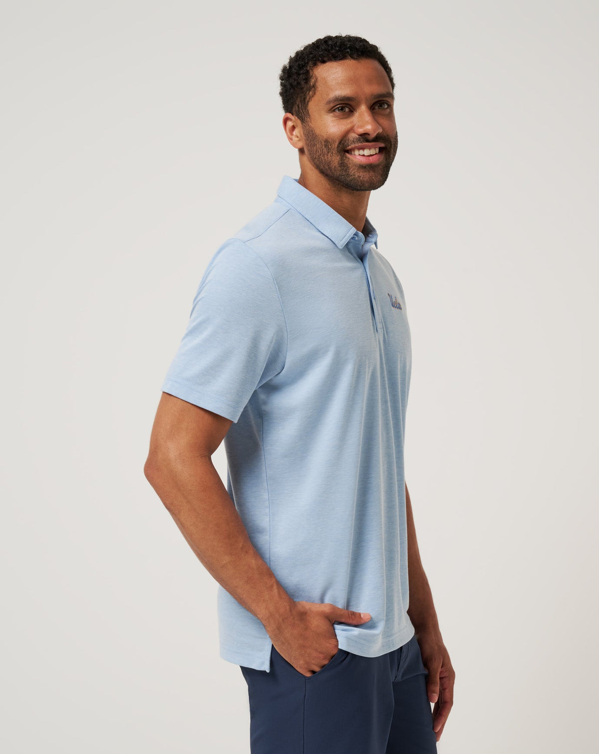 UCLA School Pride Polo Heather Blue | Travis Mathew Trusted
