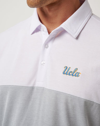 UCLA Drop Back Polo White/Heather Grey | Travis Mathew Everyday