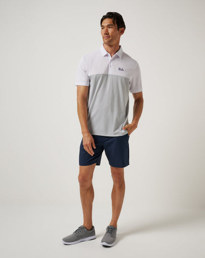 UCLA Drop Back Polo White/Heather Grey | Travis Mathew Everyday