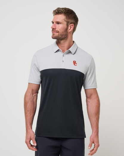 USC Drop Back Polo Heather Grey/Black | Travis Mathew Latest