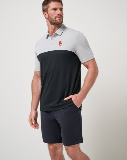 USC Drop Back Polo Heather Grey/Black | Travis Mathew Latest