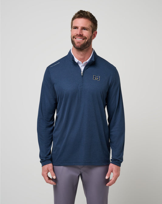 Michigan Time To Tailgate Quarter Zip Navy | Travis Mathew Special Offer