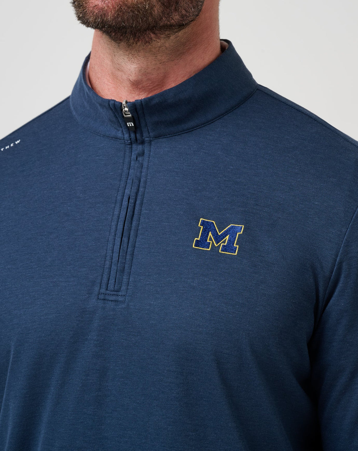 Michigan Time To Tailgate Quarter Zip Navy | Travis Mathew Special Offer