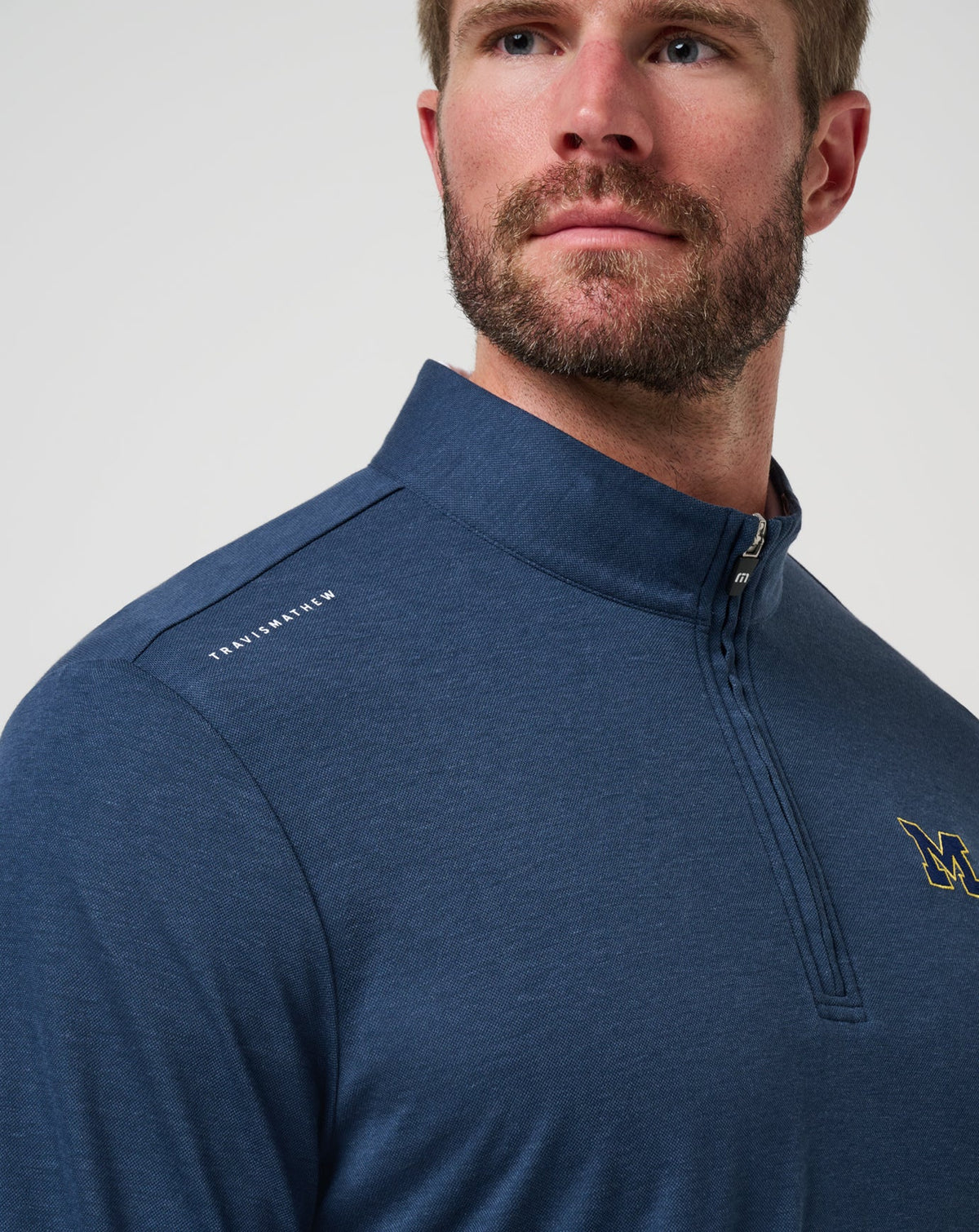 Michigan Time To Tailgate Quarter Zip Navy | Travis Mathew Special Offer