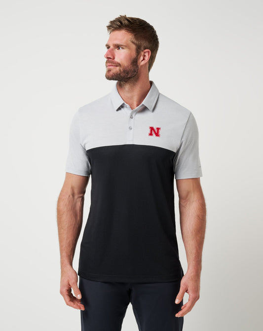 Nebraska Drop Back Polo Heather Grey/Black | Travis Mathew Trusted