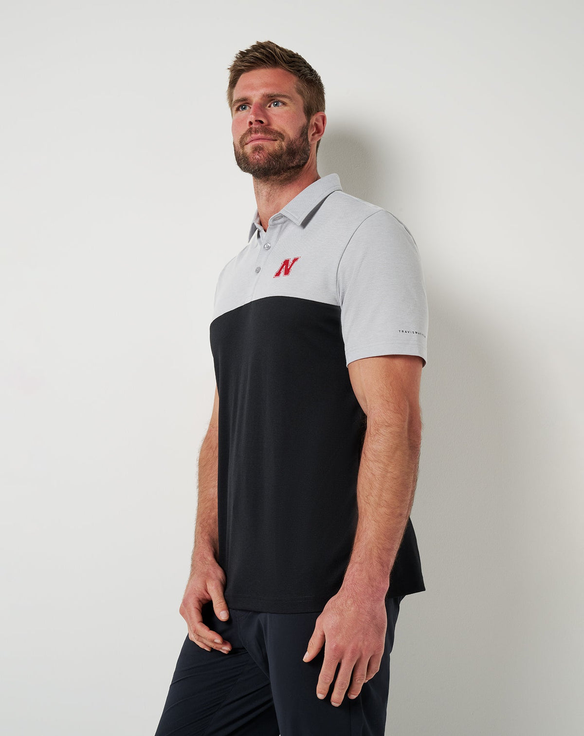 Nebraska Drop Back Polo Heather Grey/Black | Travis Mathew Trusted