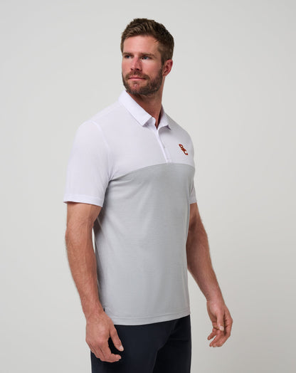 USC Drop Back Polo White/Heather Grey | Travis Mathew Recommended