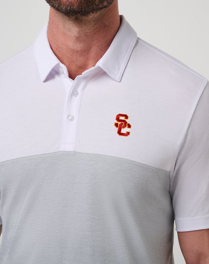 USC Drop Back Polo White/Heather Grey | Travis Mathew Recommended