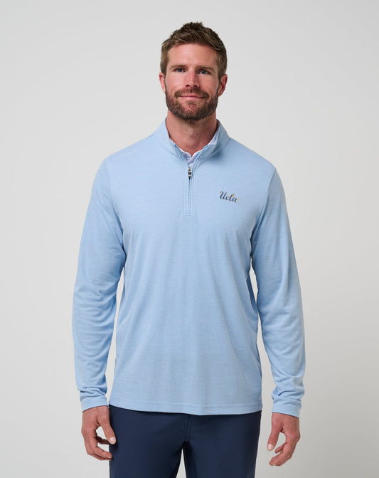 UCLA Time To Tailgate Quarter Zip Heather Blue | Travis Mathew Premium
