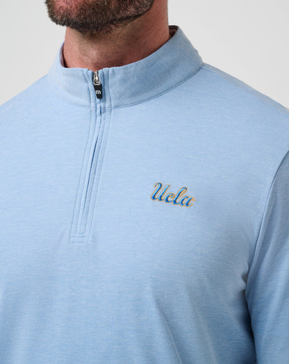 UCLA Time To Tailgate Quarter Zip Heather Blue | Travis Mathew Premium