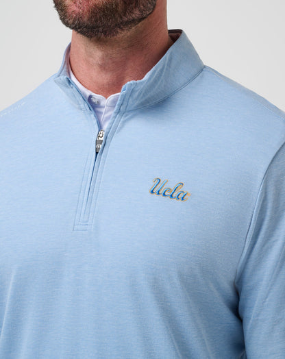 UCLA Time To Tailgate Quarter Zip Heather Blue | Travis Mathew Premium