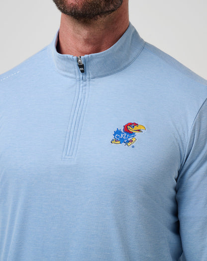 Kansas Time To Tailgate Quarter Zip Heather Blue | Travis Mathew Trending