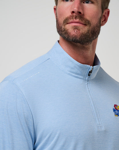 Kansas Time To Tailgate Quarter Zip Heather Blue | Travis Mathew Trending