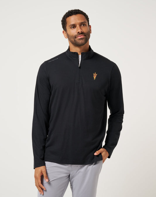 ASU Time To Tailgate Quarter Zip Black | Travis Mathew Premium