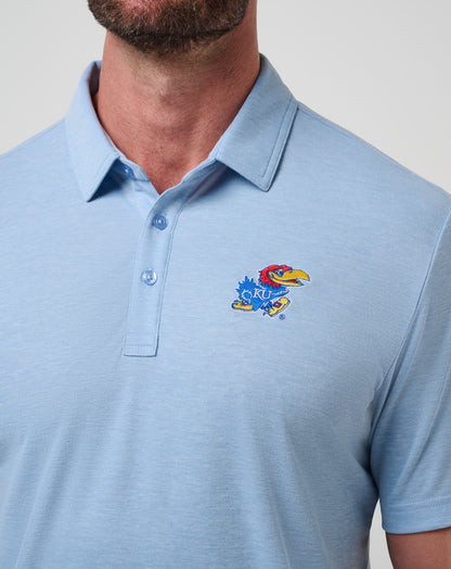 Kansas School Pride Polo Heather Blue | Travis Mathew Hot Sale