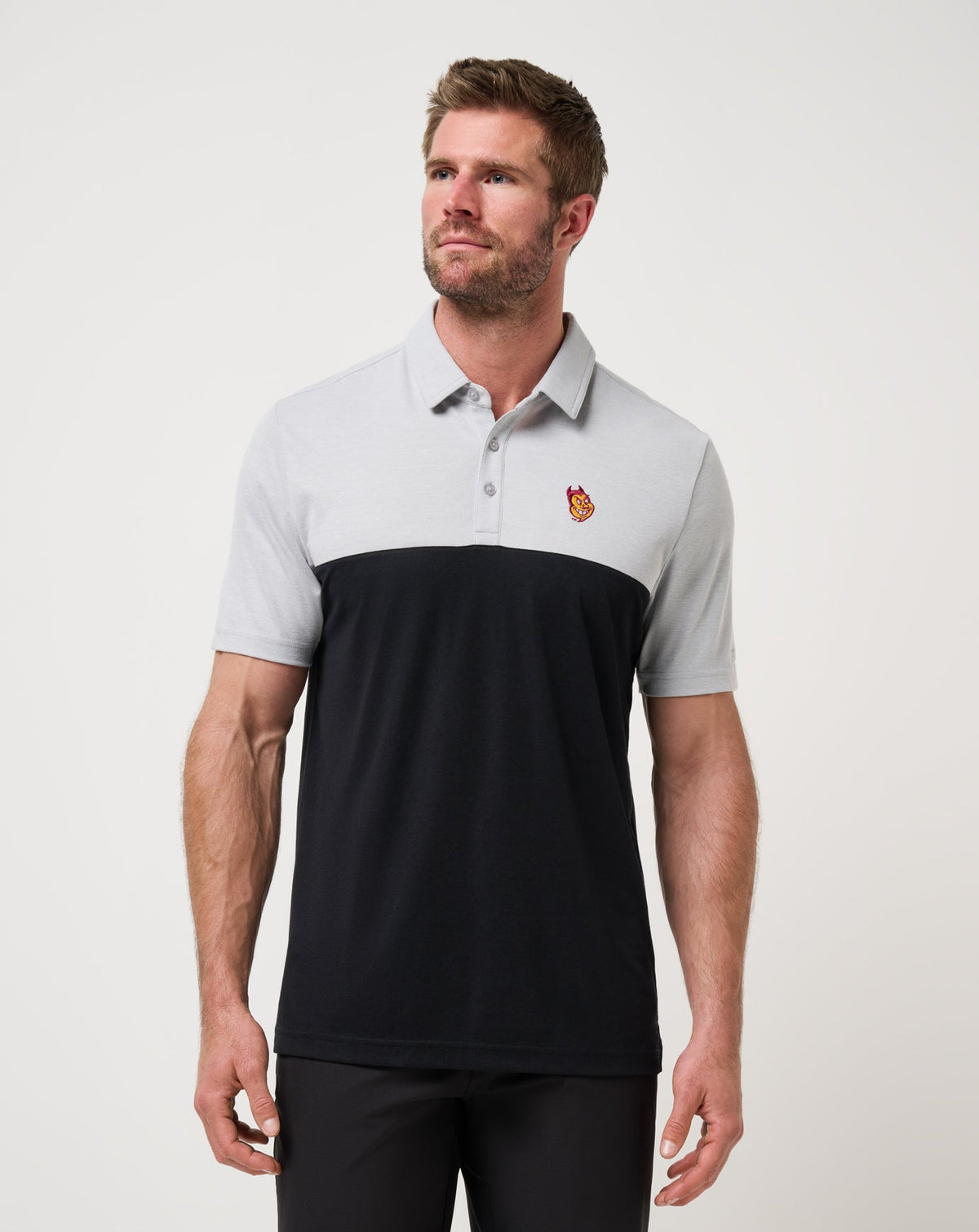 ASU Drop Back Polo Heather Grey/Black | Travis Mathew Great Value