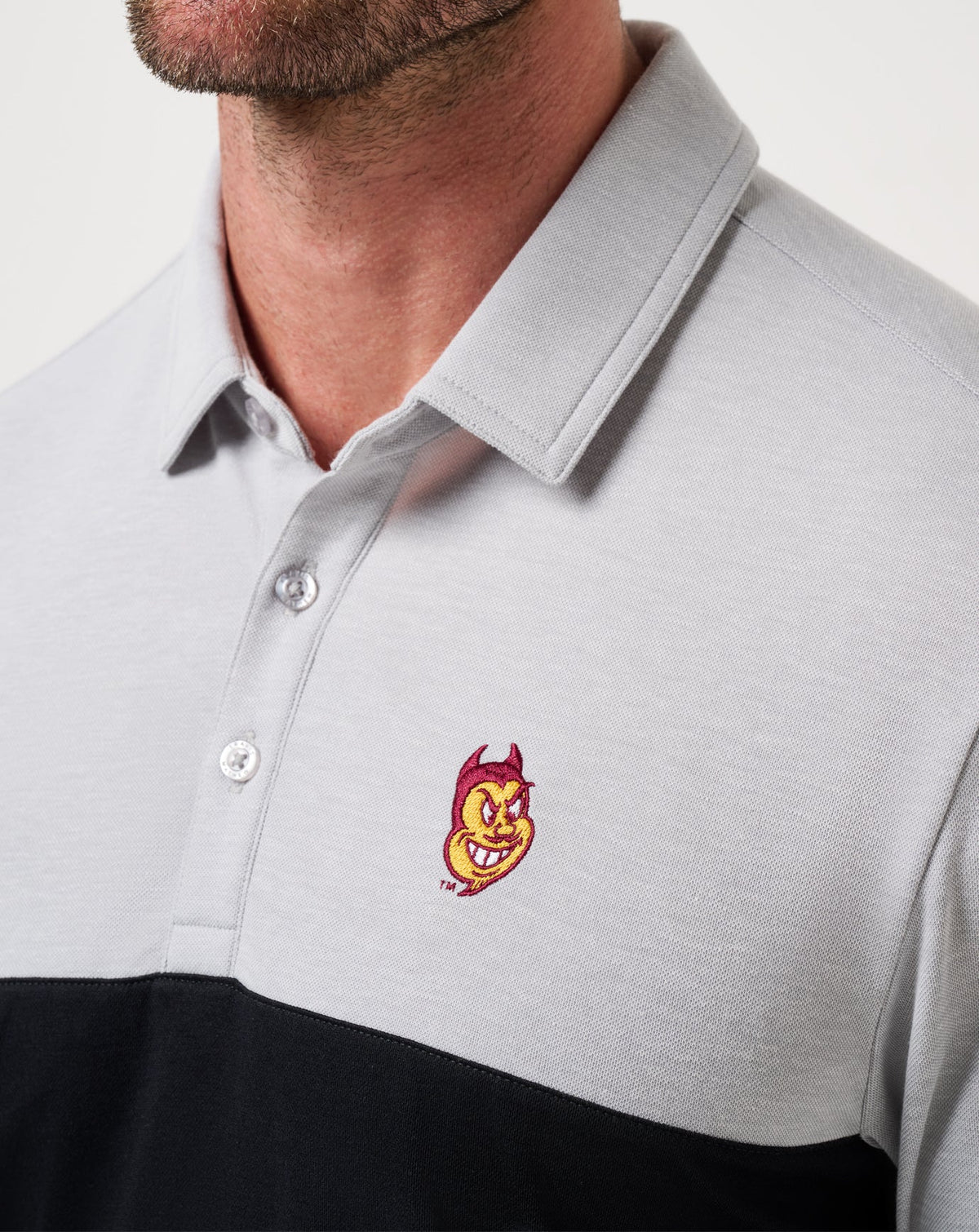 ASU Drop Back Polo Heather Grey/Black | Travis Mathew Great Value