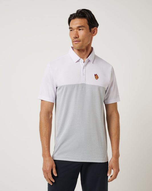 ASU Drop Back Polo White/Heather Grey | Travis Mathew Discount
