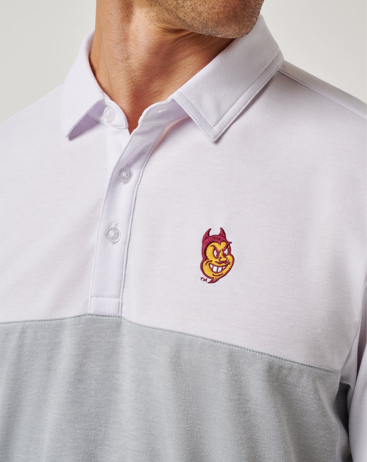ASU Drop Back Polo White/Heather Grey | Travis Mathew Discount