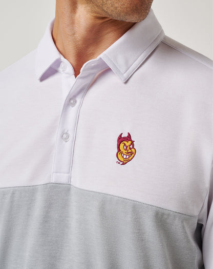 ASU Drop Back Polo White/Heather Grey | Travis Mathew Discount