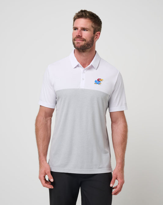 Kansas Drop Back Polo White/Heather Grey | Travis Mathew Everyday