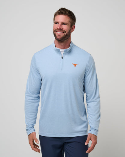 UT Austin Time To Tailgate Quarter Zip Heather Blue | Travis Mathew Trusted