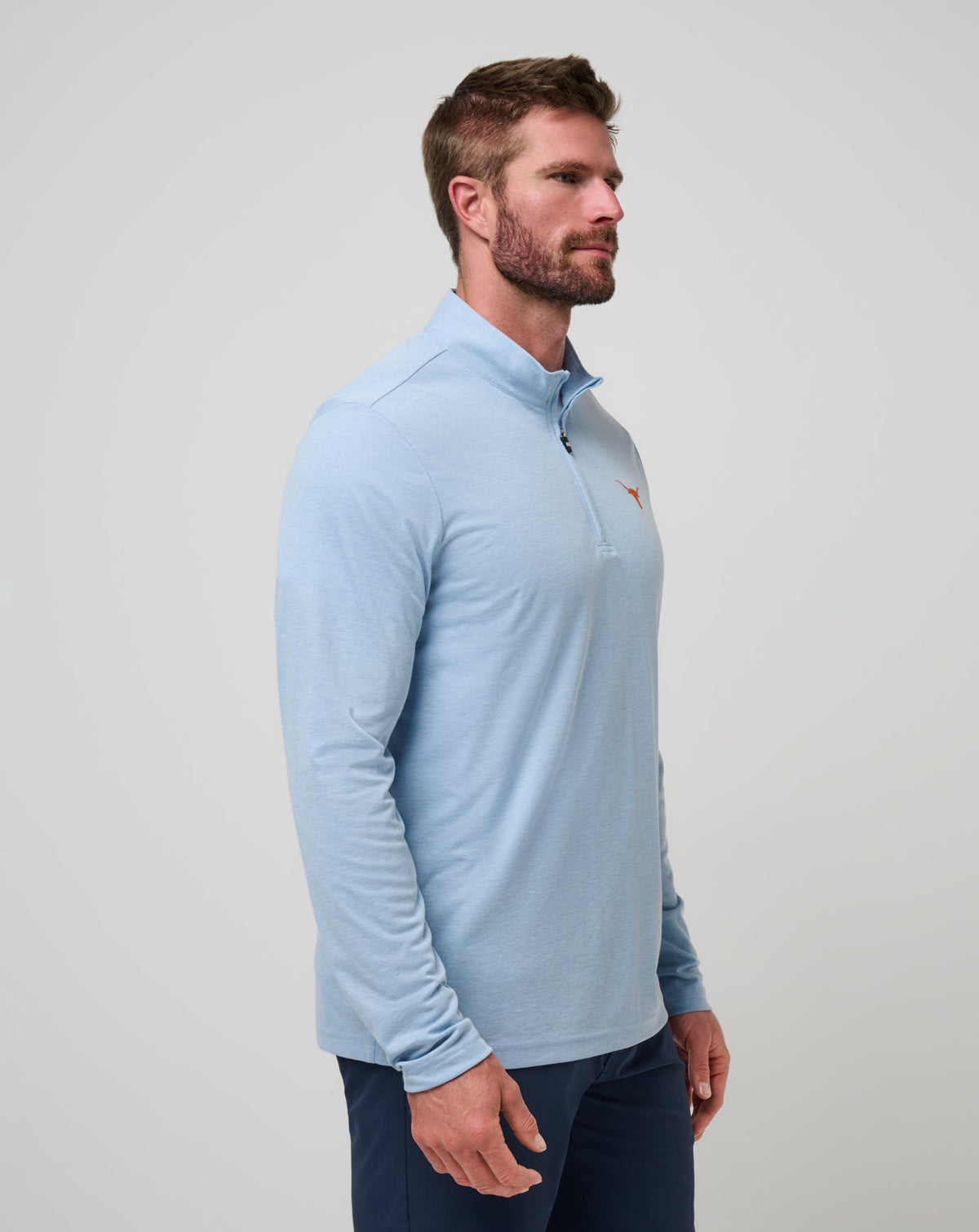 UT Austin Time To Tailgate Quarter Zip Heather Blue | Travis Mathew Trusted