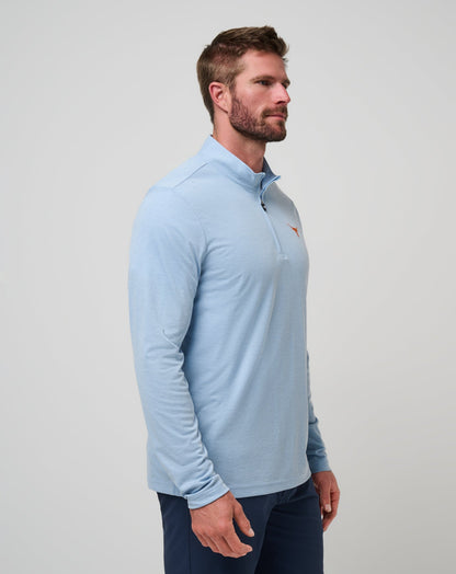 UT Austin Time To Tailgate Quarter Zip Heather Blue | Travis Mathew Trusted