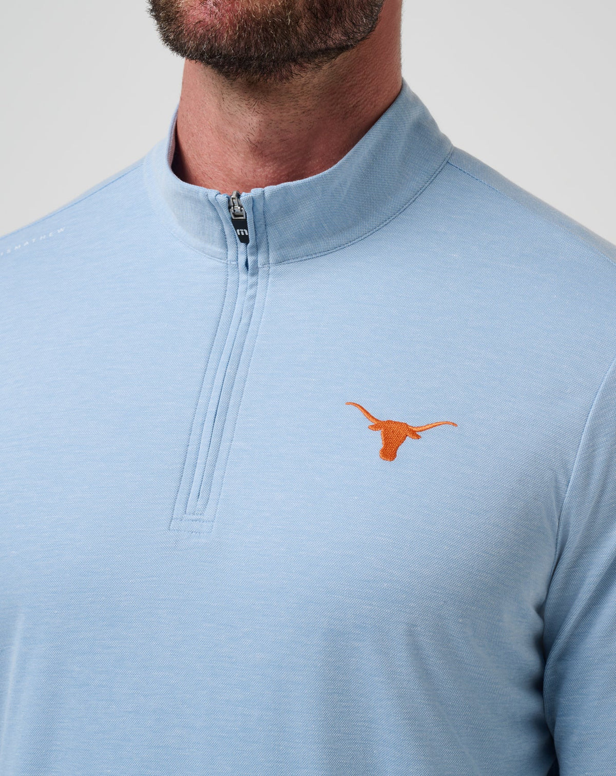 UT Austin Time To Tailgate Quarter Zip Heather Blue | Travis Mathew Trusted