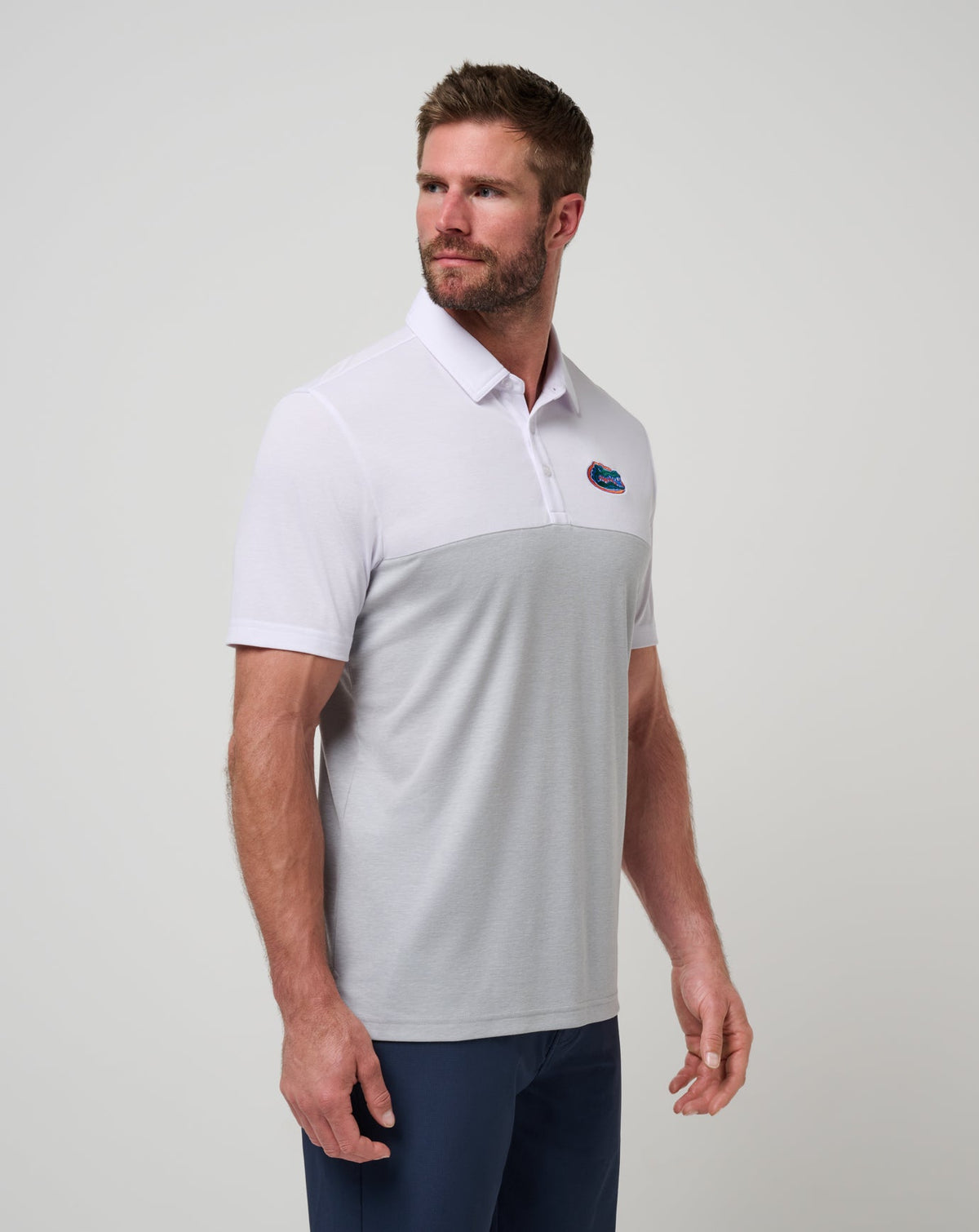 Florida Drop Back Polo White/Heather Grey | Travis Mathew New