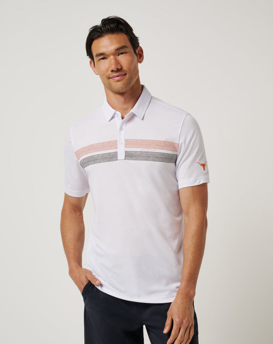 UT Austin Top Recruit Polo White/Orange | Travis Mathew Deals
