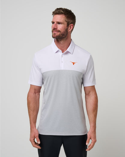 UT Austin Drop Back Polo White/Heather Grey | Travis Mathew Recommended