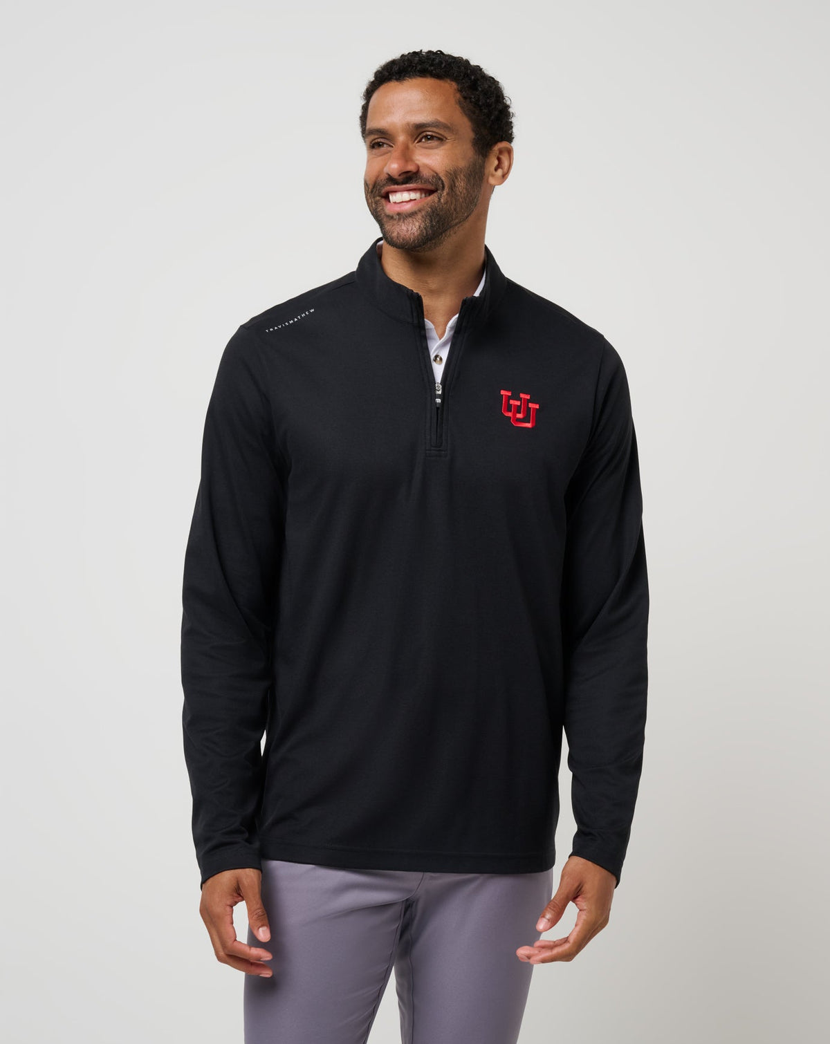 Utah Time To Tailgate Quarter Zip Black | Travis Mathew Premium
