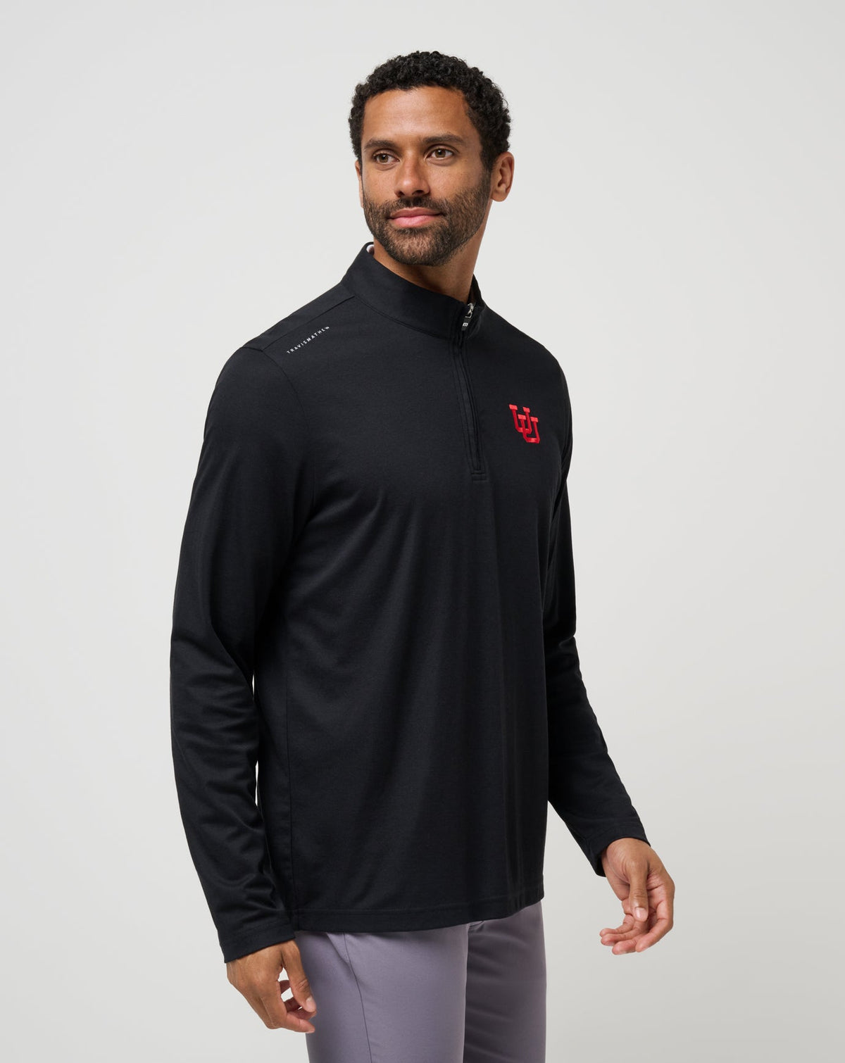 Utah Time To Tailgate Quarter Zip Black | Travis Mathew Premium