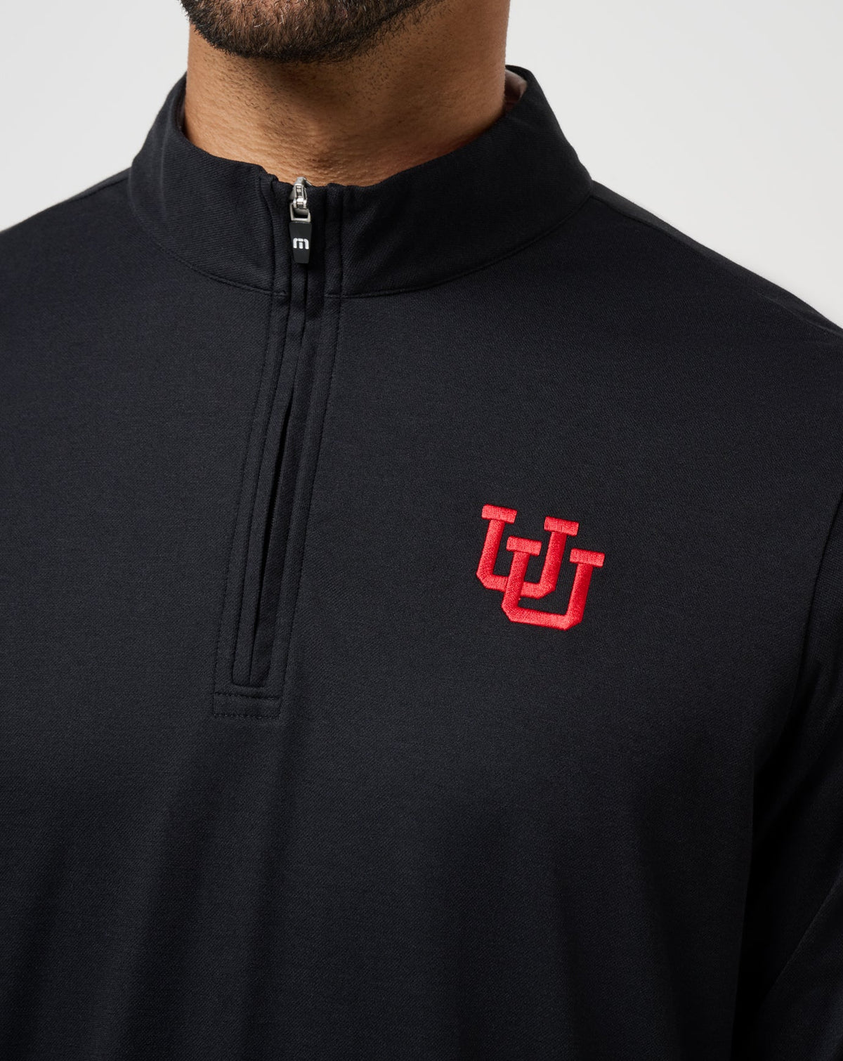 Utah Time To Tailgate Quarter Zip Black | Travis Mathew Premium