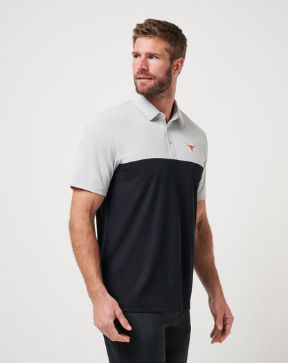 UT Austin Drop Back Polo Heather Grey/Black | Travis Mathew Smart Buy