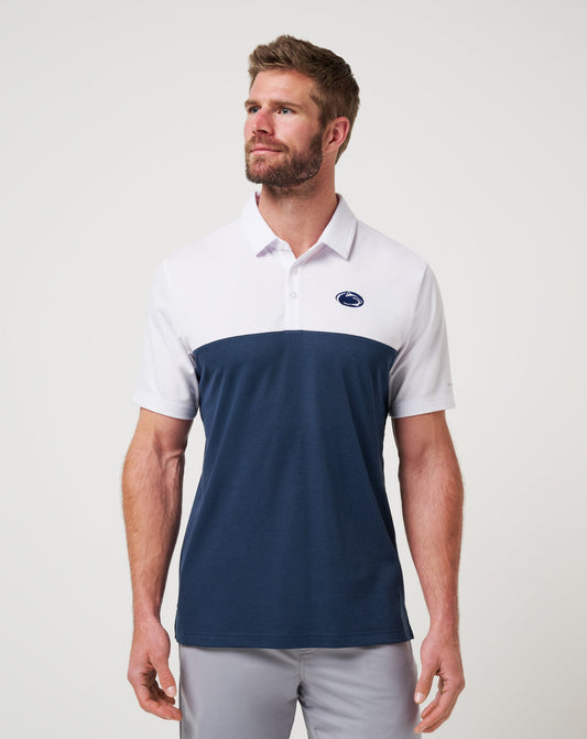 PSU Drop Back Polo White/Navy | Travis Mathew Recommended