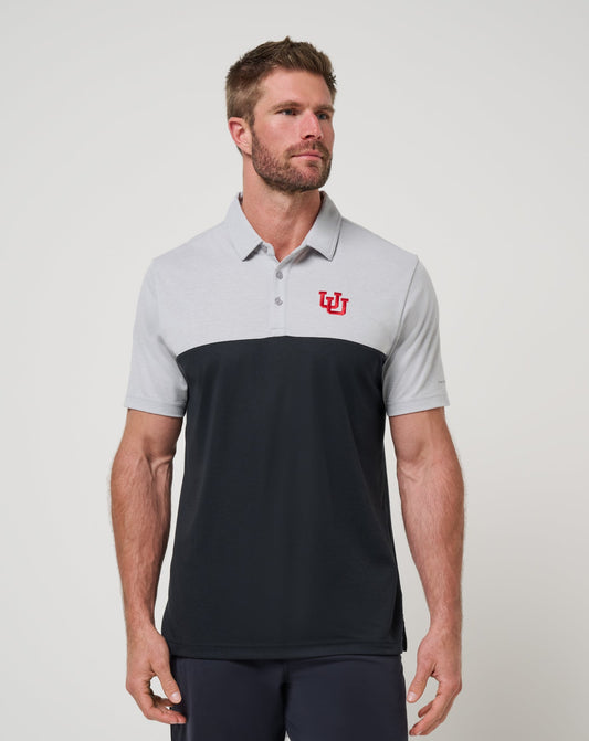 Utah Drop Back Polo Heather Grey/Black | Travis Mathew Sale