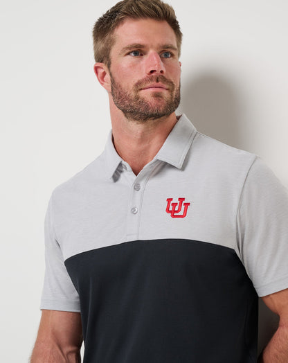 Utah Drop Back Polo Heather Grey/Black | Travis Mathew Sale