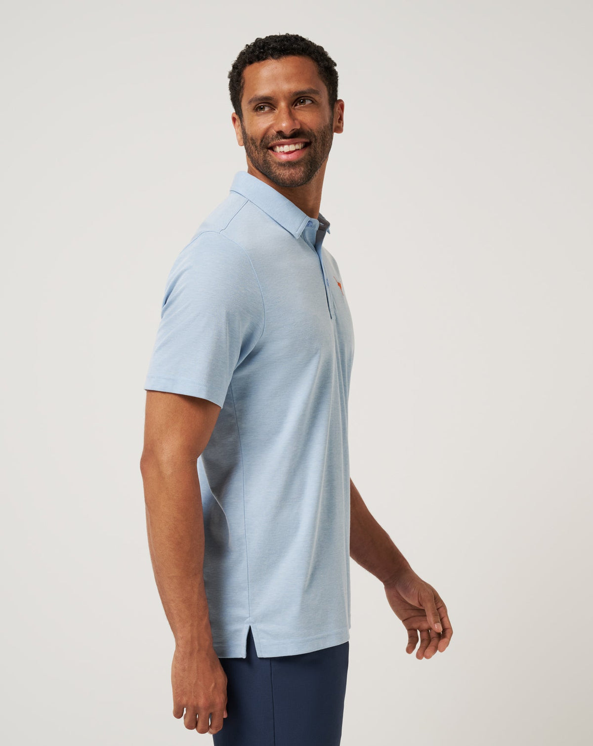 UT Austin School Pride Polo Heather Blue | Travis Mathew New