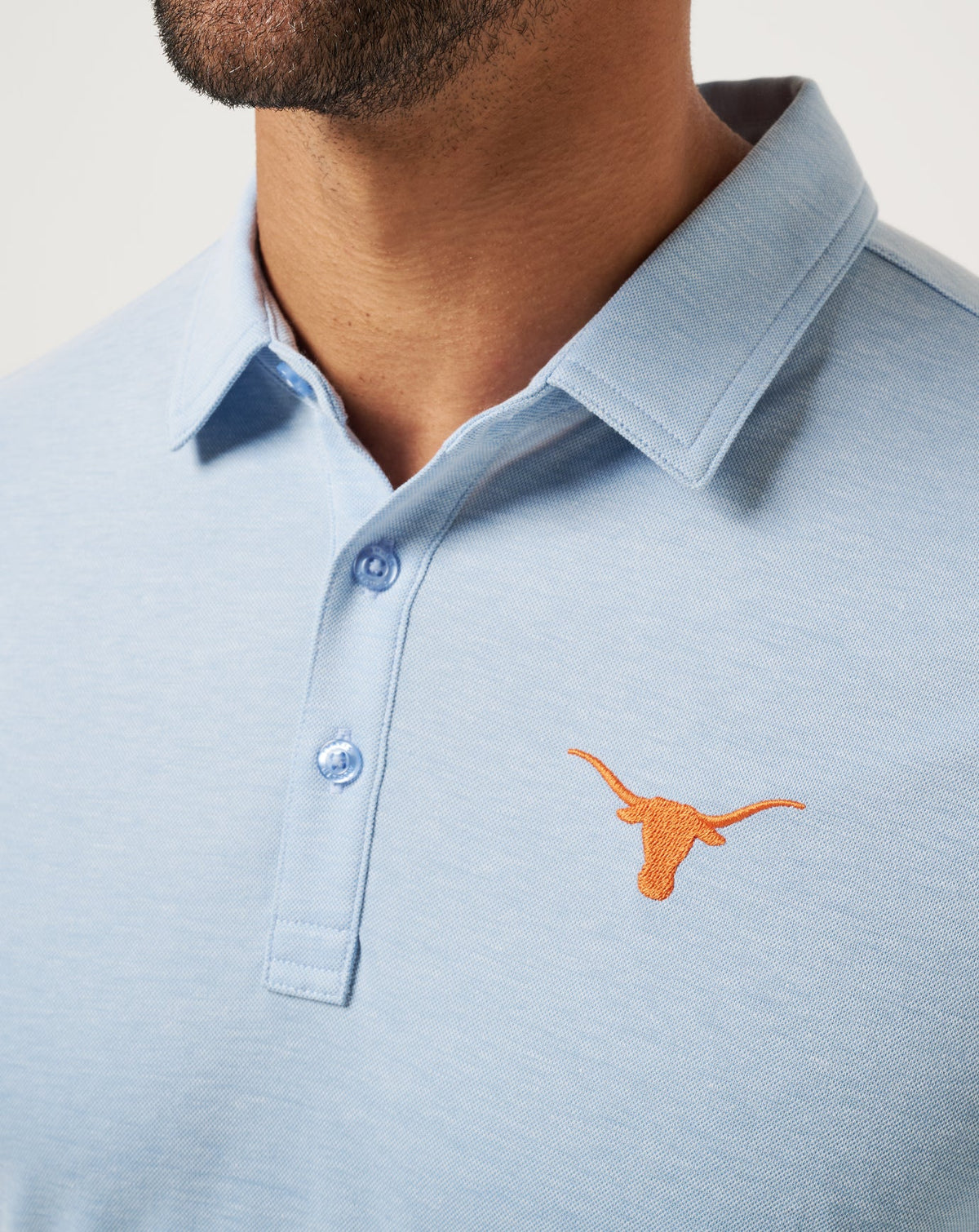 UT Austin School Pride Polo Heather Blue | Travis Mathew New