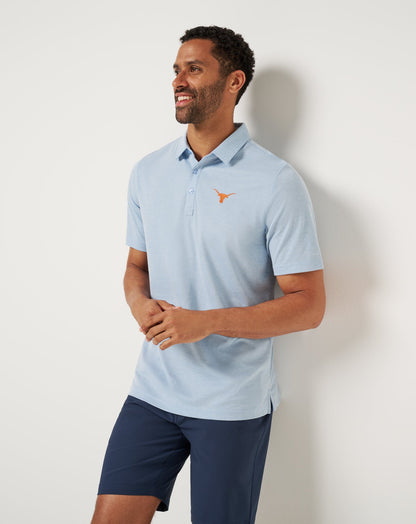 UT Austin School Pride Polo Heather Blue | Travis Mathew New